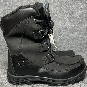Timberland Chillberg Waterproof Boots Boys Size 2 Black Sherpa Lined